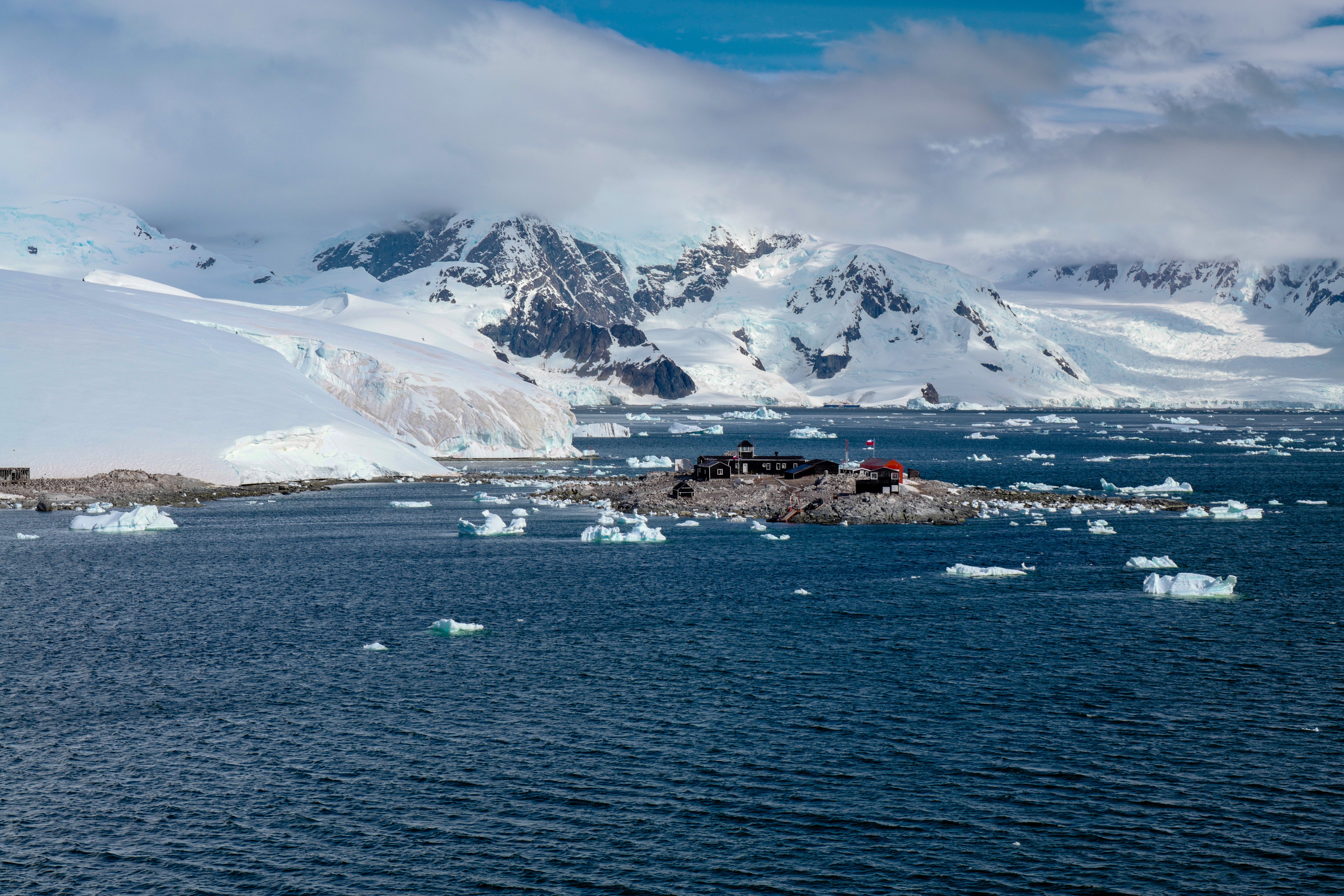 Antarctic Field Camp - Icebergs and Mountains Polar Photography