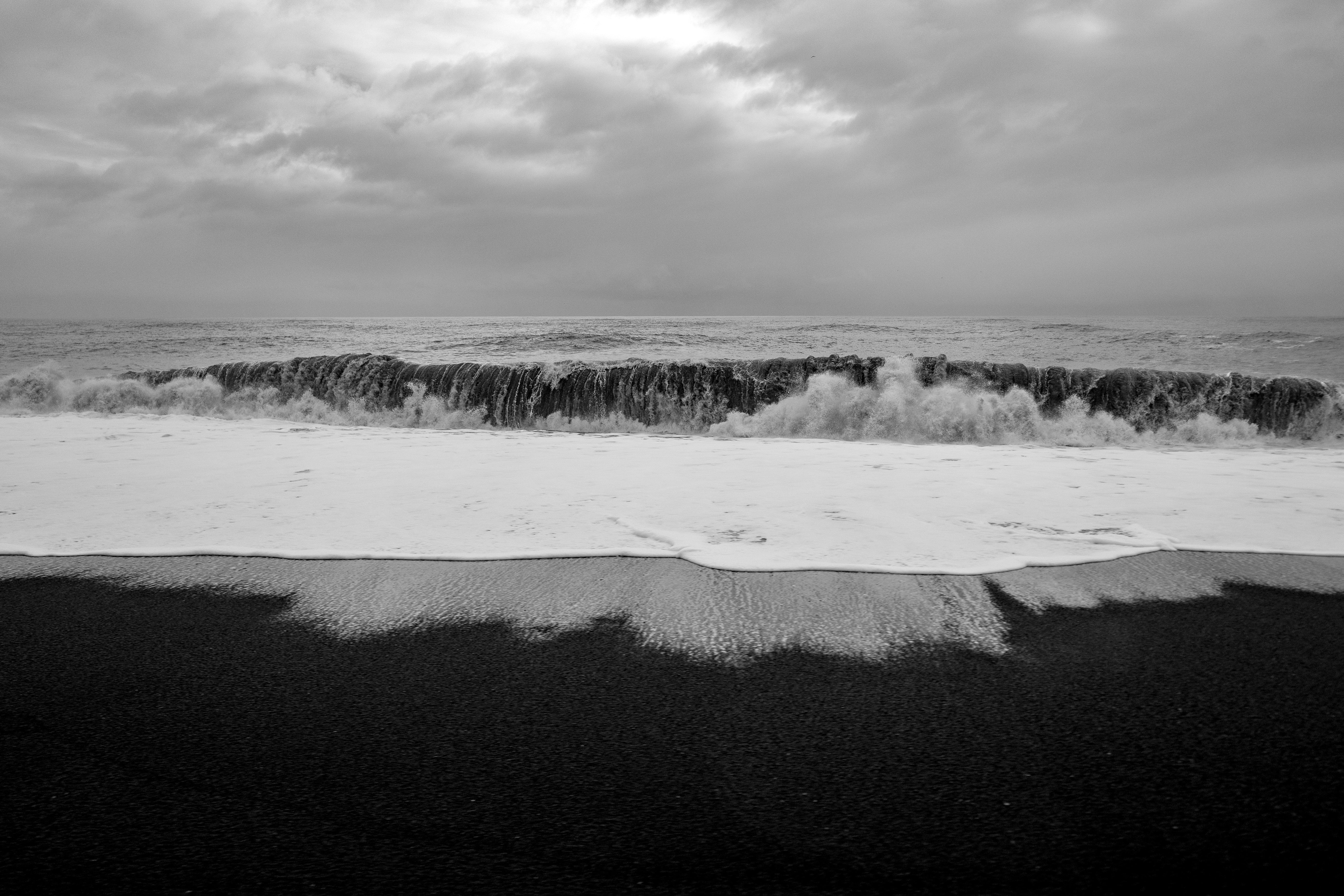Black Sand Beach Waves - Iceland Dramatic Seascape