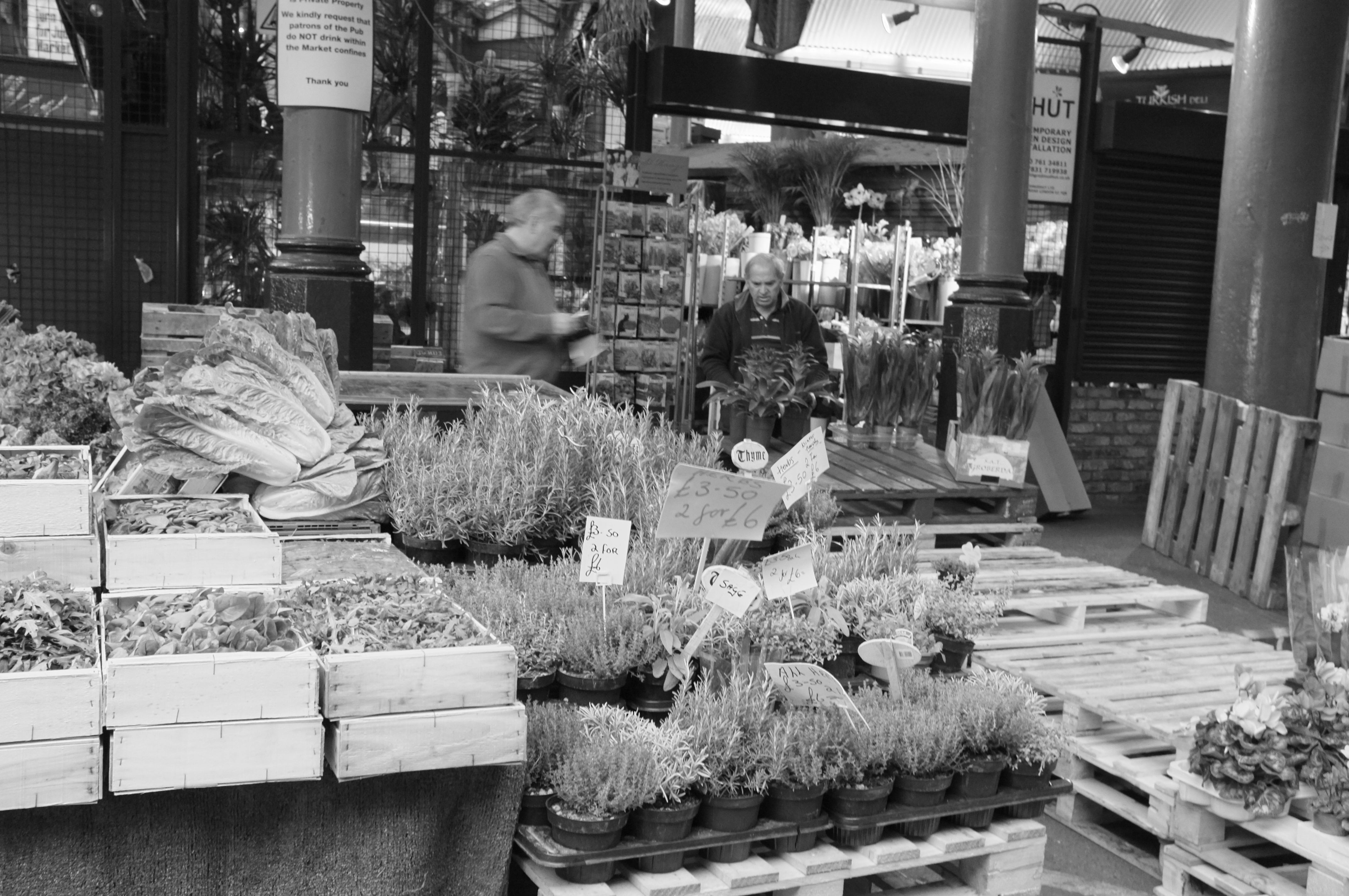 Borough Market Flower Stall - London Monochrome Photography