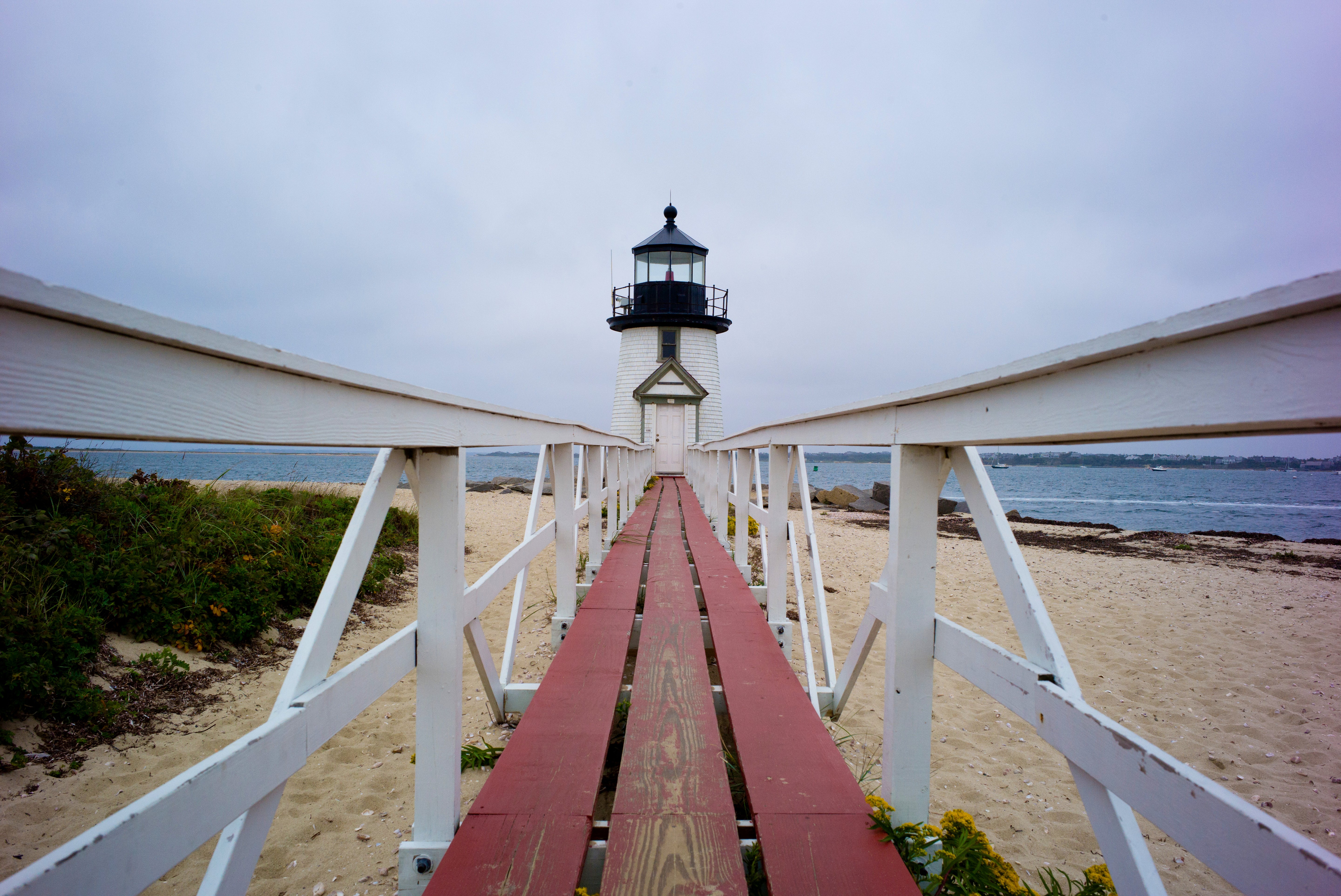 Brant Point Lighthouse Nantucket - Red Boardwalk Coastal Photography