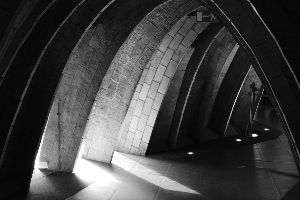 Catenary Arches in Gaudí's Casa Milà Attic - Barcelona Black and White Architecture Photography Print