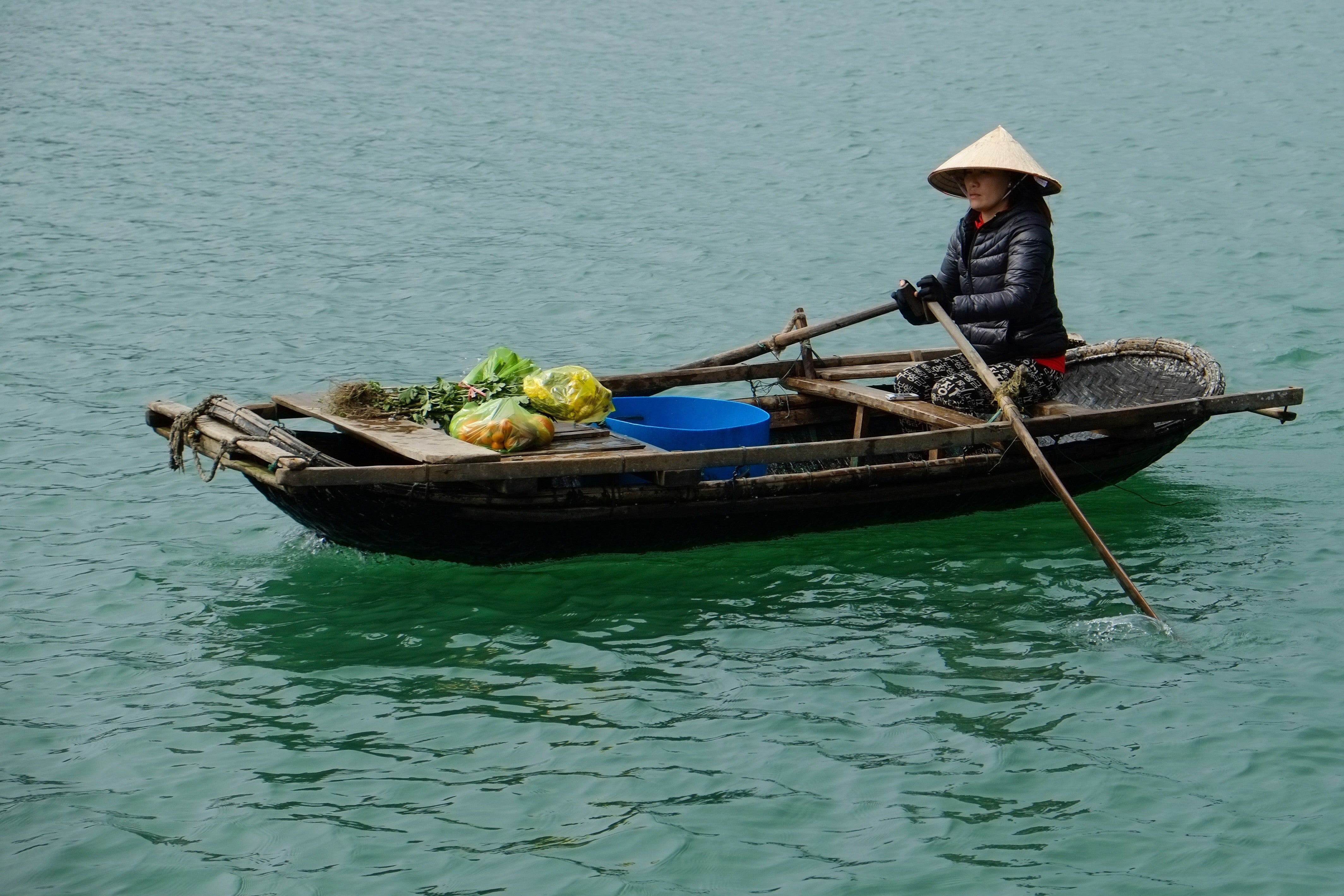 The Floating Market Rowing Through Ha Long Bay