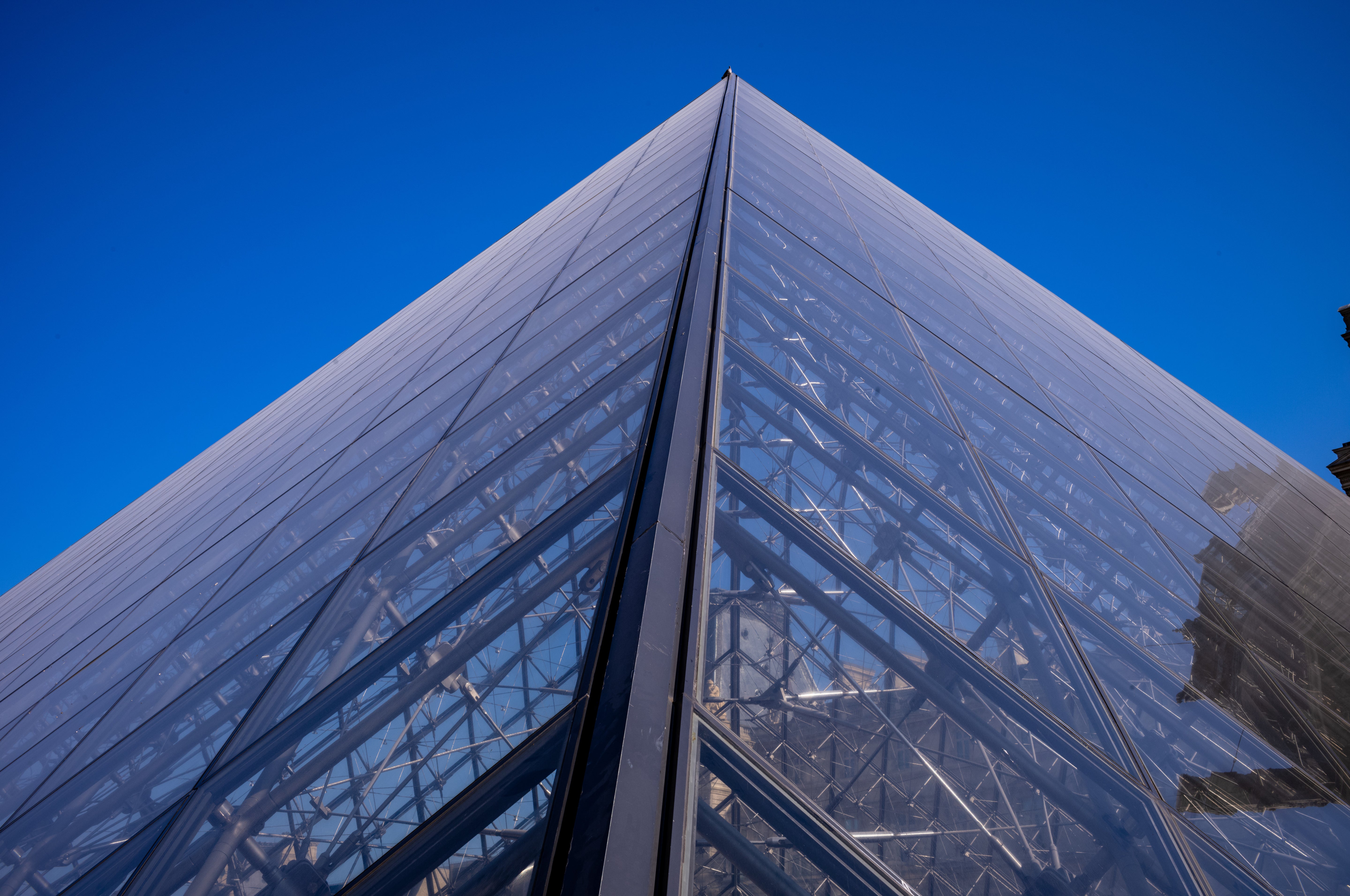 Louvre Pyramid Glass - Paris Blue Sky Architecture Photography
