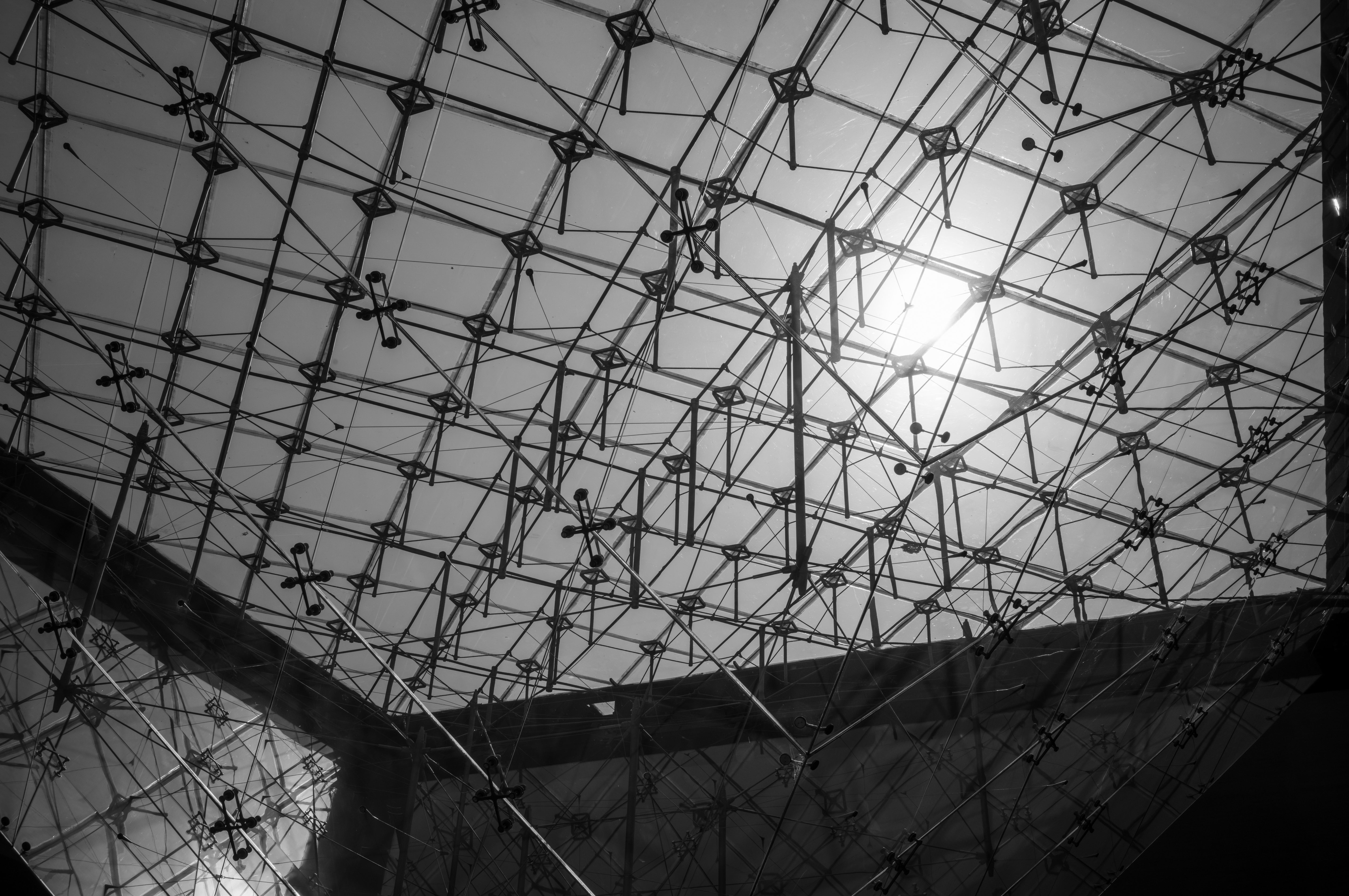 Louvre Pyramid Interior - Paris Monochrome Architecture Photography