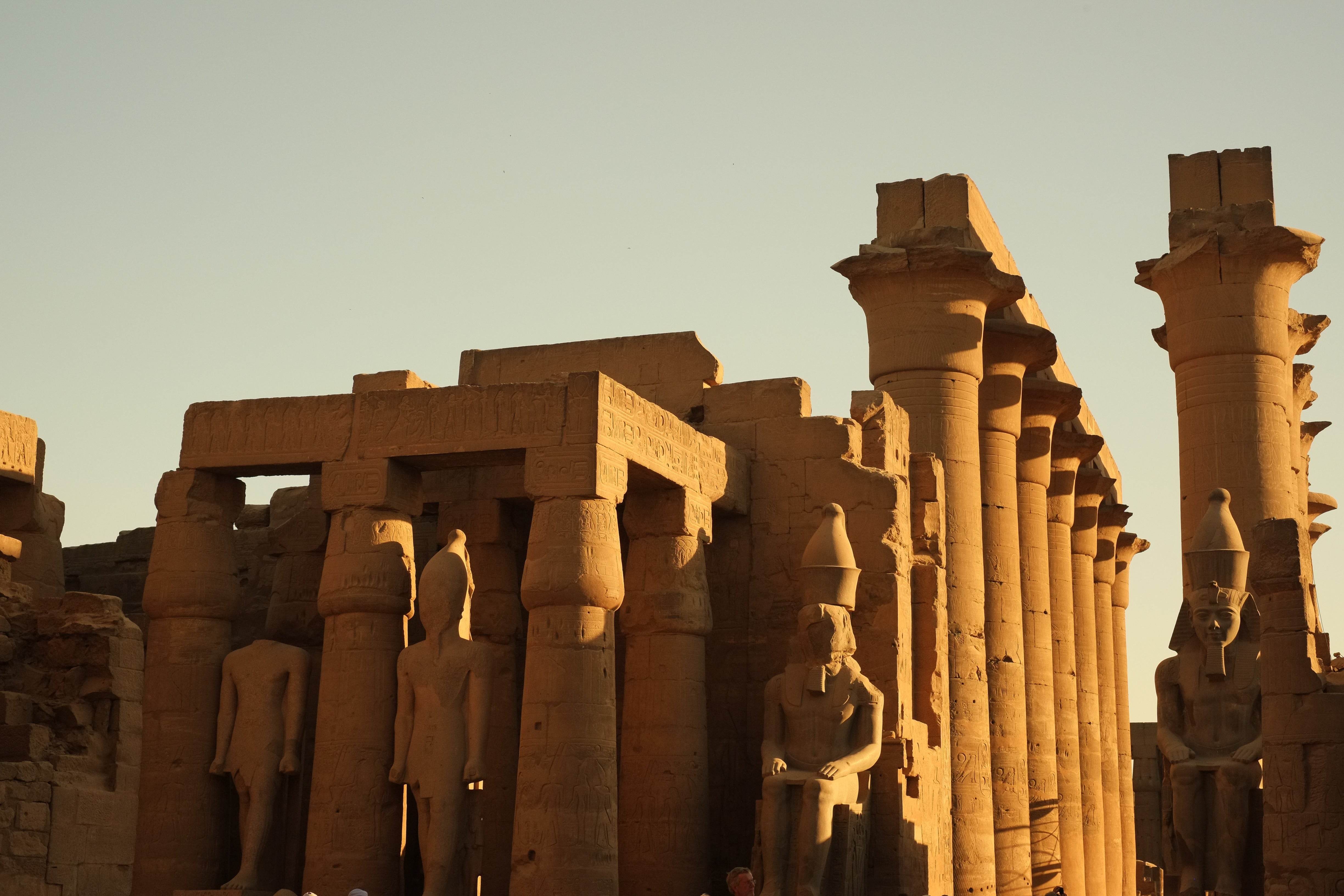 Luxor Temple Statues at Golden Hour - Egypt Architecture Photography