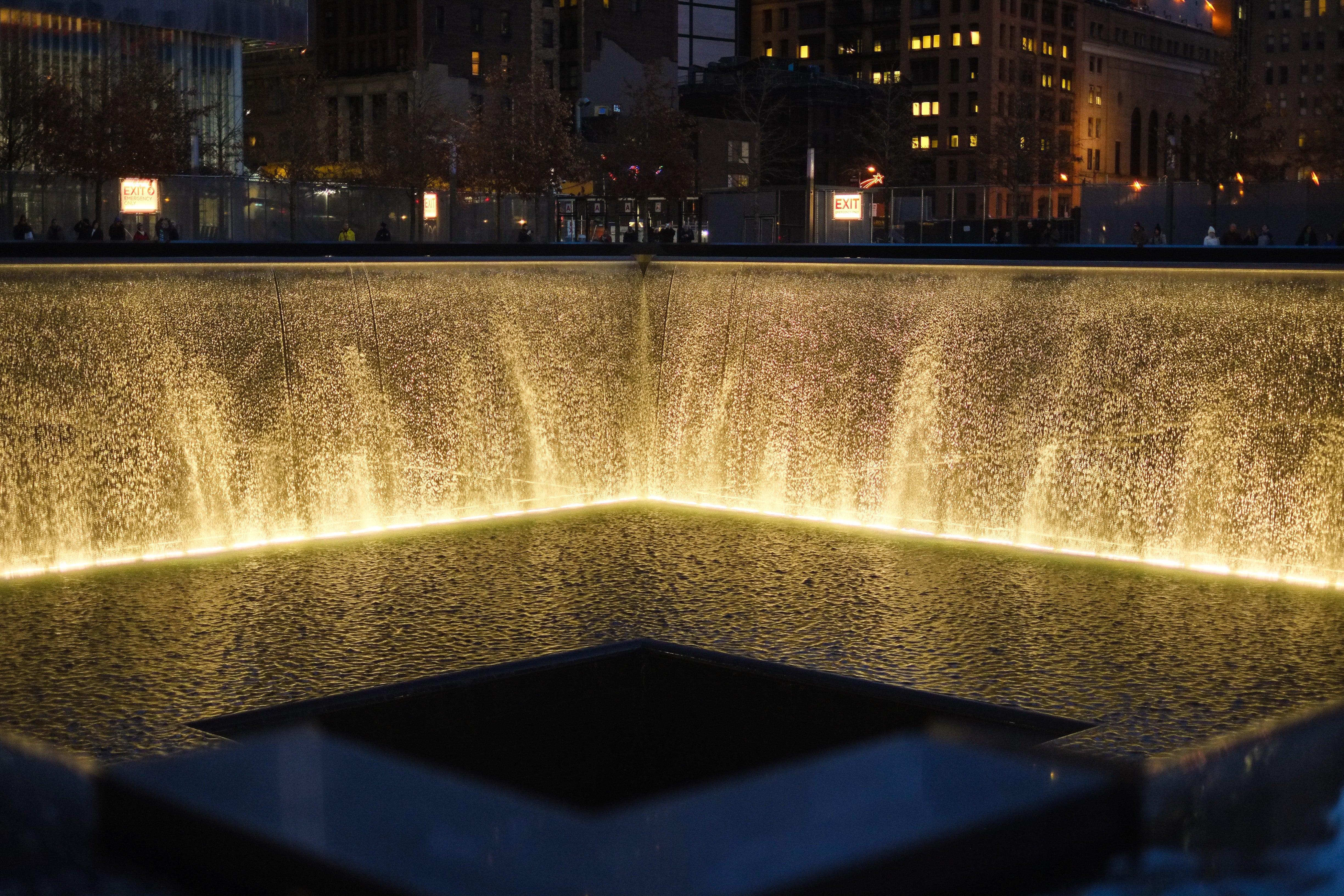 9/11 Memorial Waterfall at Night - New York Photography