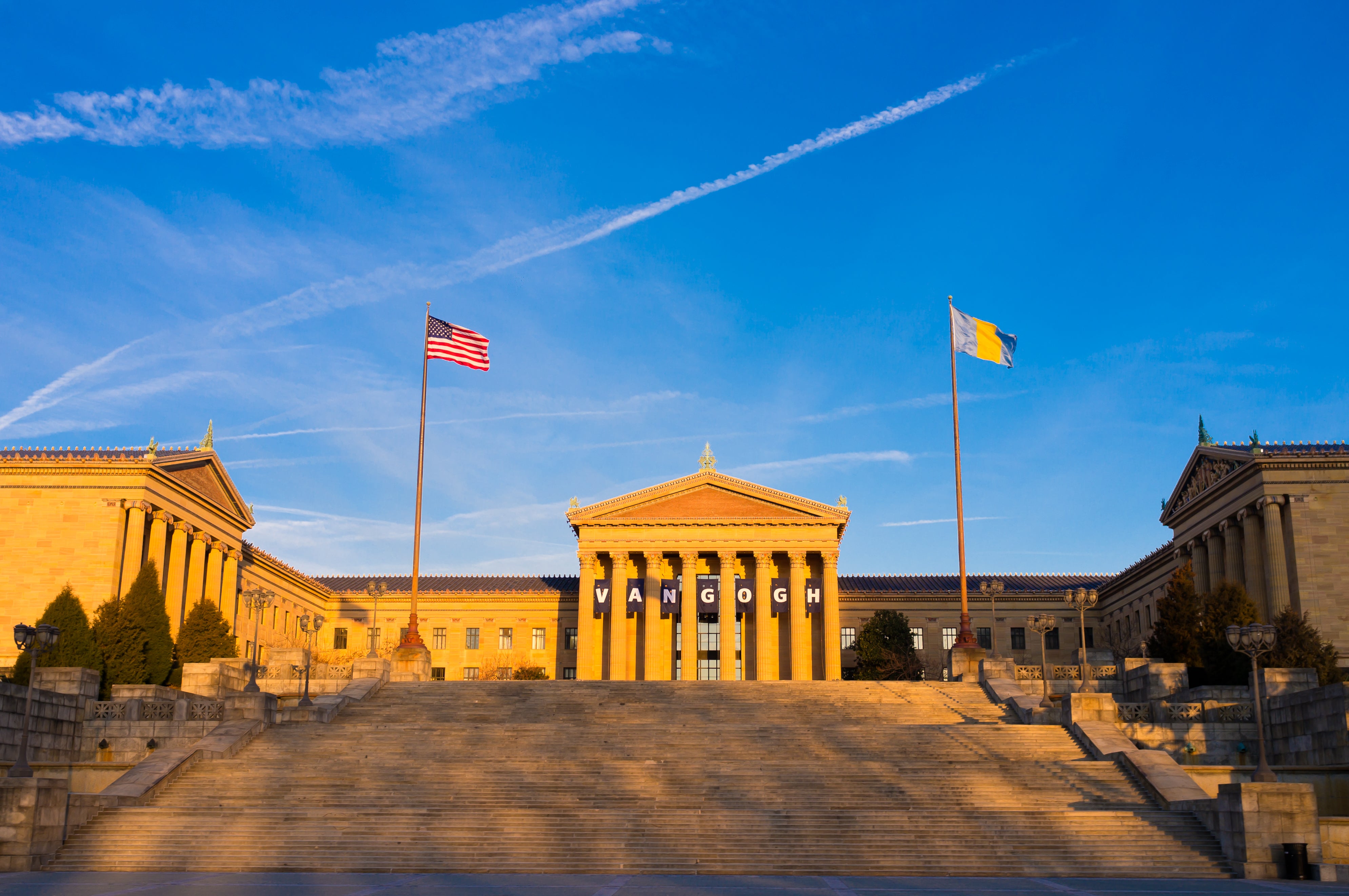 Philadelphia Museum Van Gogh Banner - Sunset Cityscape Photography