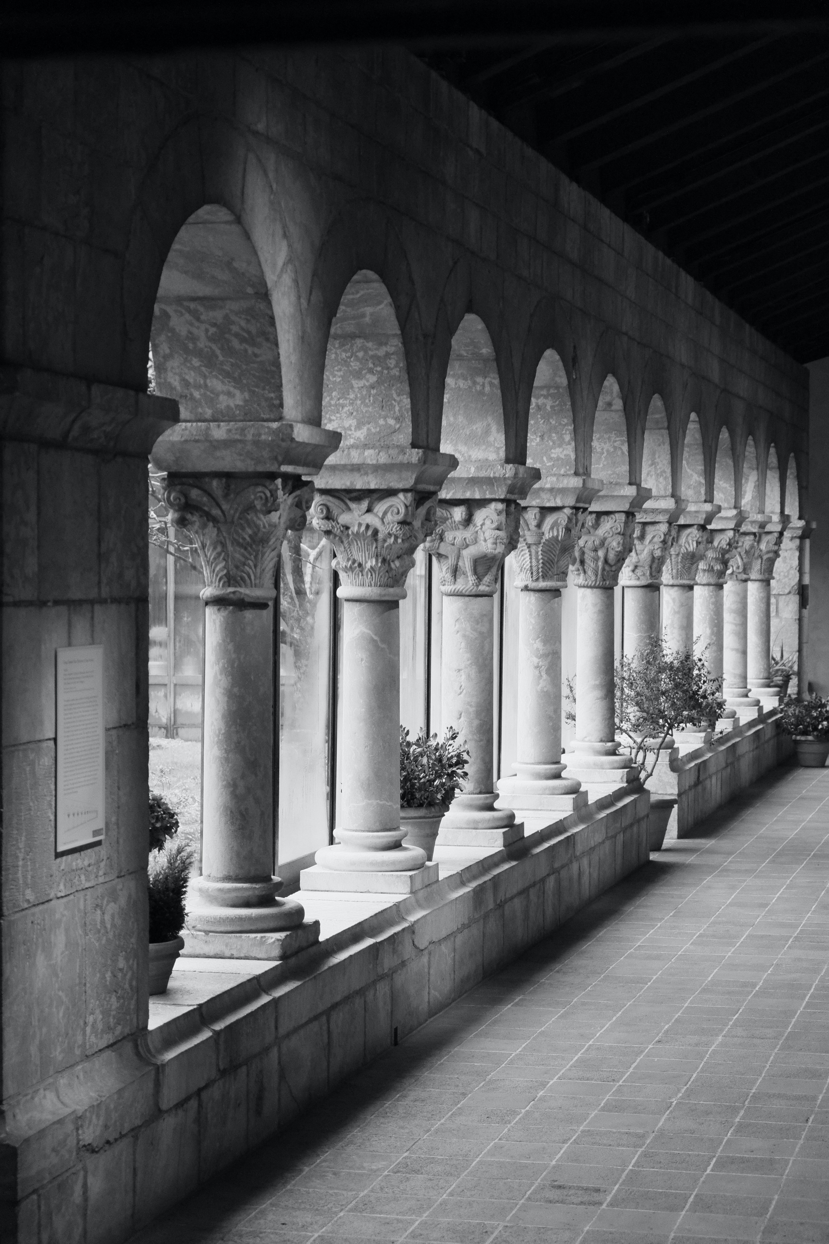 Romanesque Cloister Colonnade - Black and White Architecture Photography