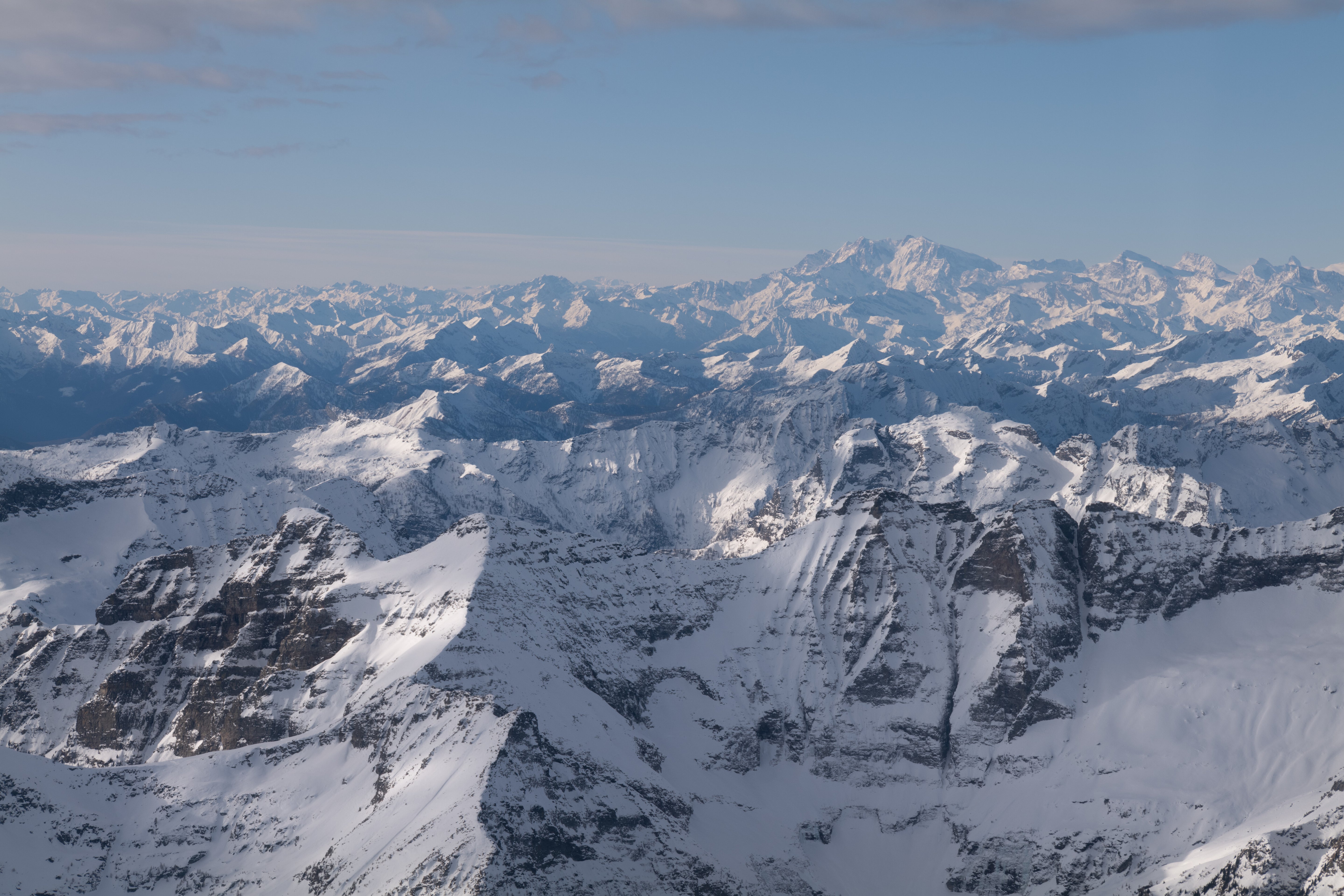 Snowy Alpine Peaks from Above - Aerial Alps Landscape Photography
