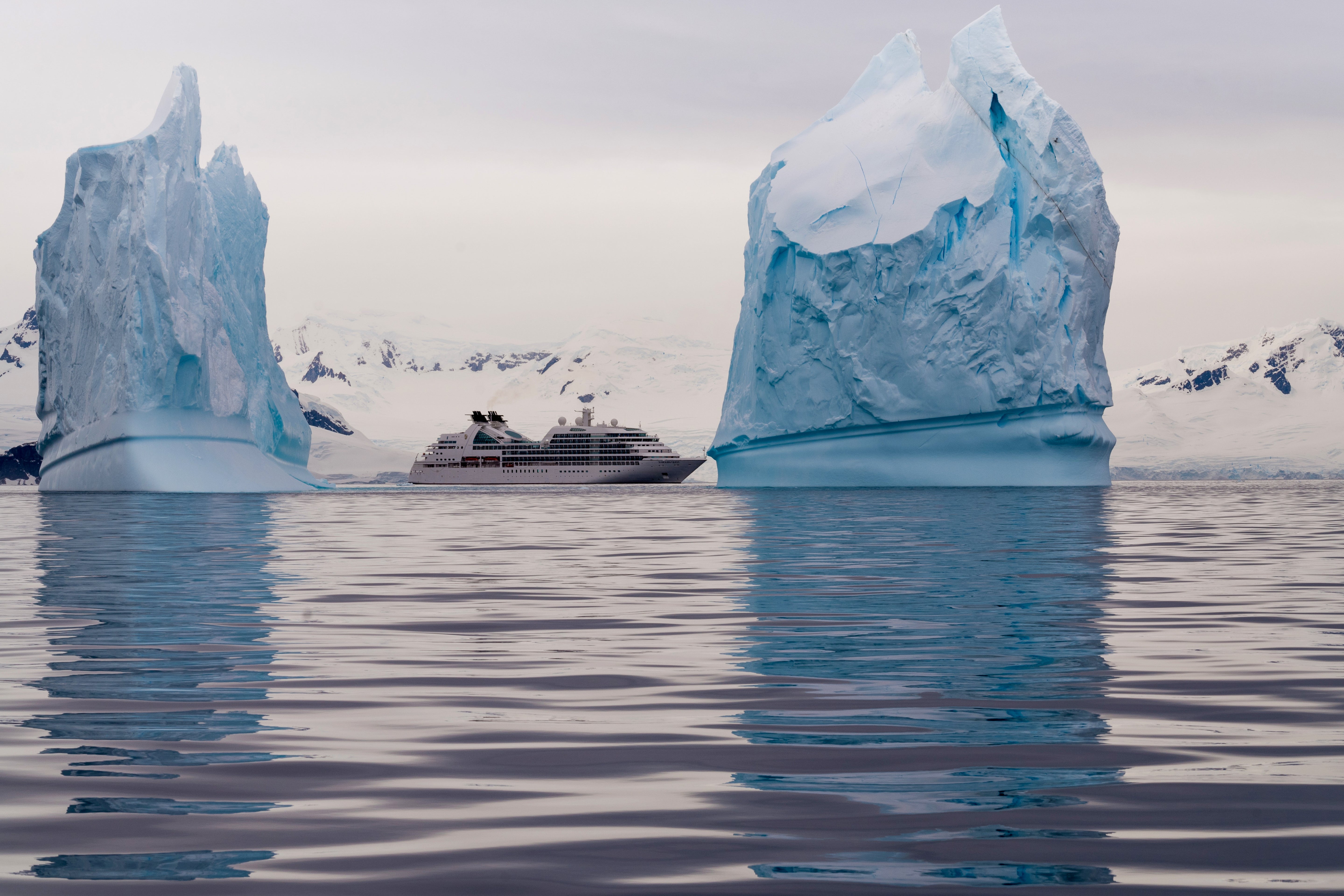 Icebergs and Expedition Ship - Antarctica Polar Photography