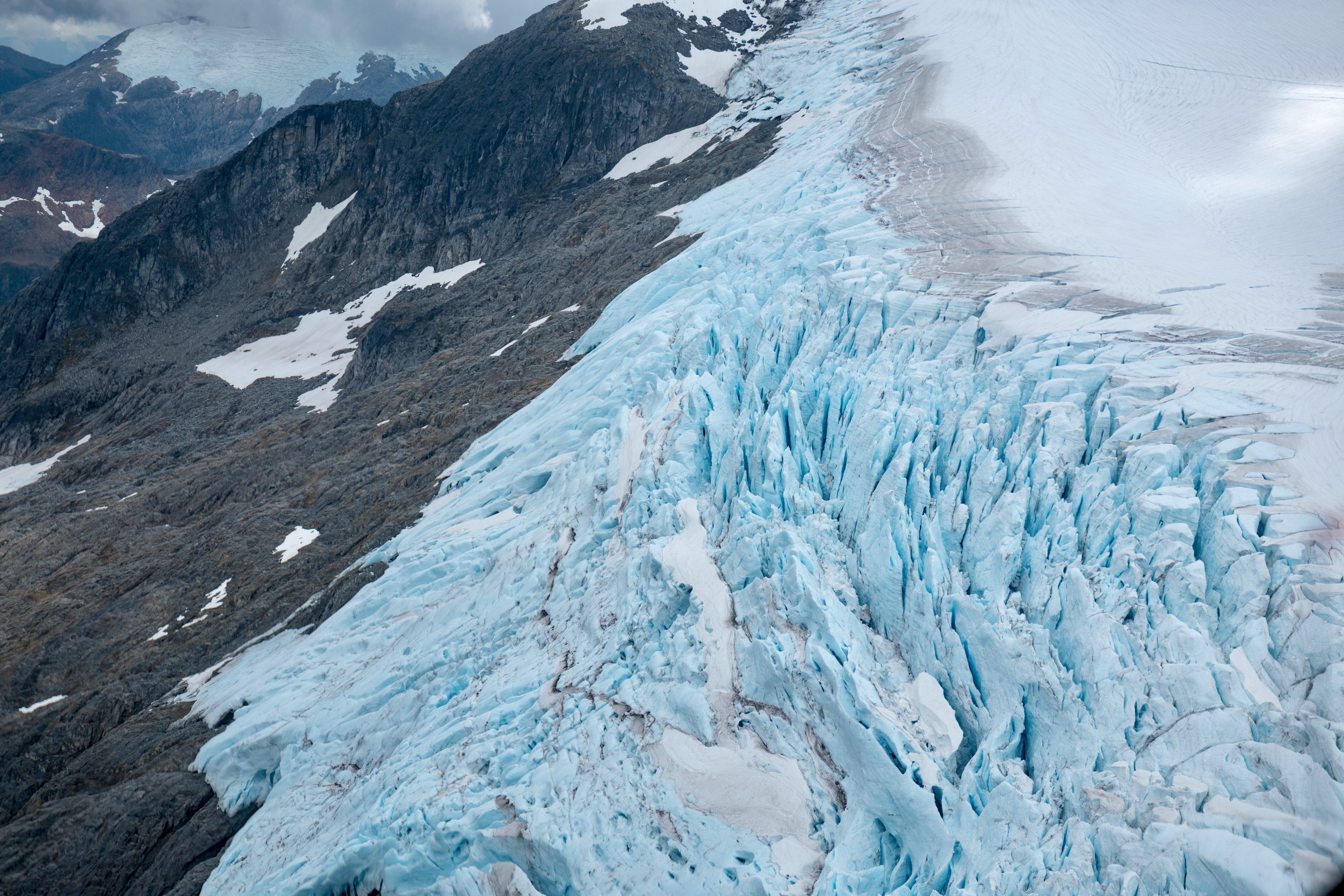 Blue Glacier Crevasses - Aerial Ice Landscape Photography