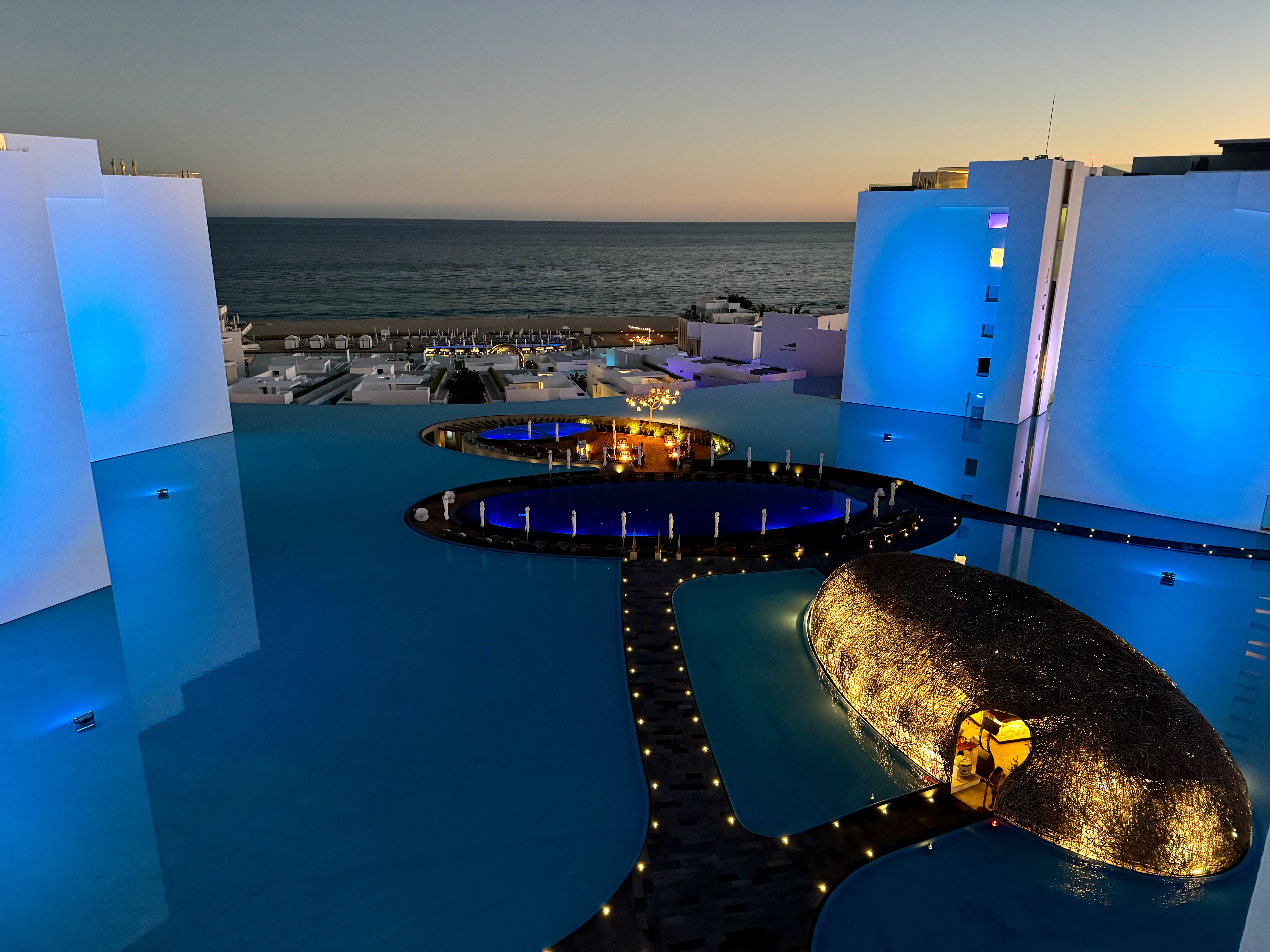 Cabo Infinity Pool at Twilight - Resort Ocean Photography