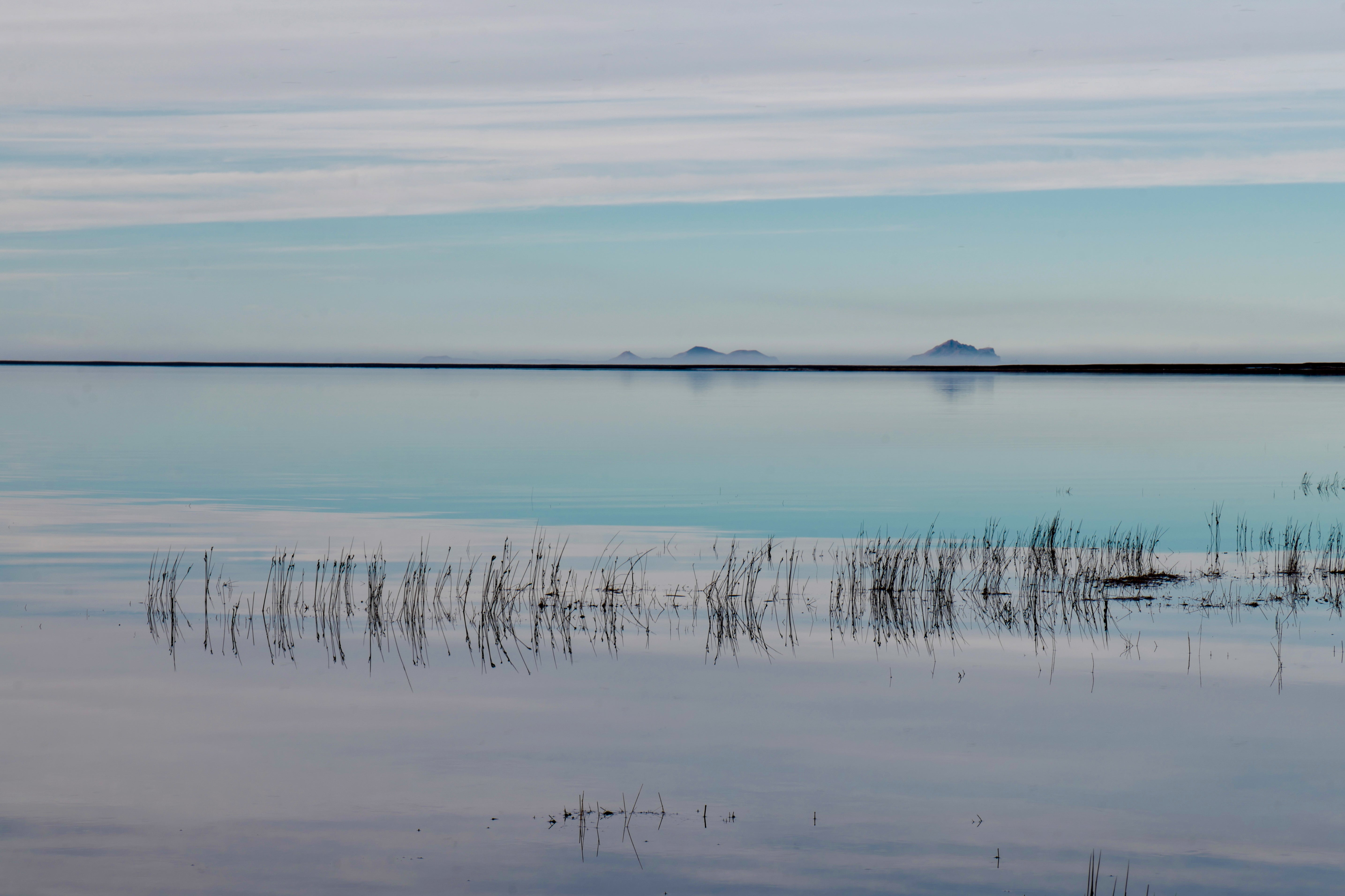 Calm Lake and Distant Mountains - Pastel Landscape Photography