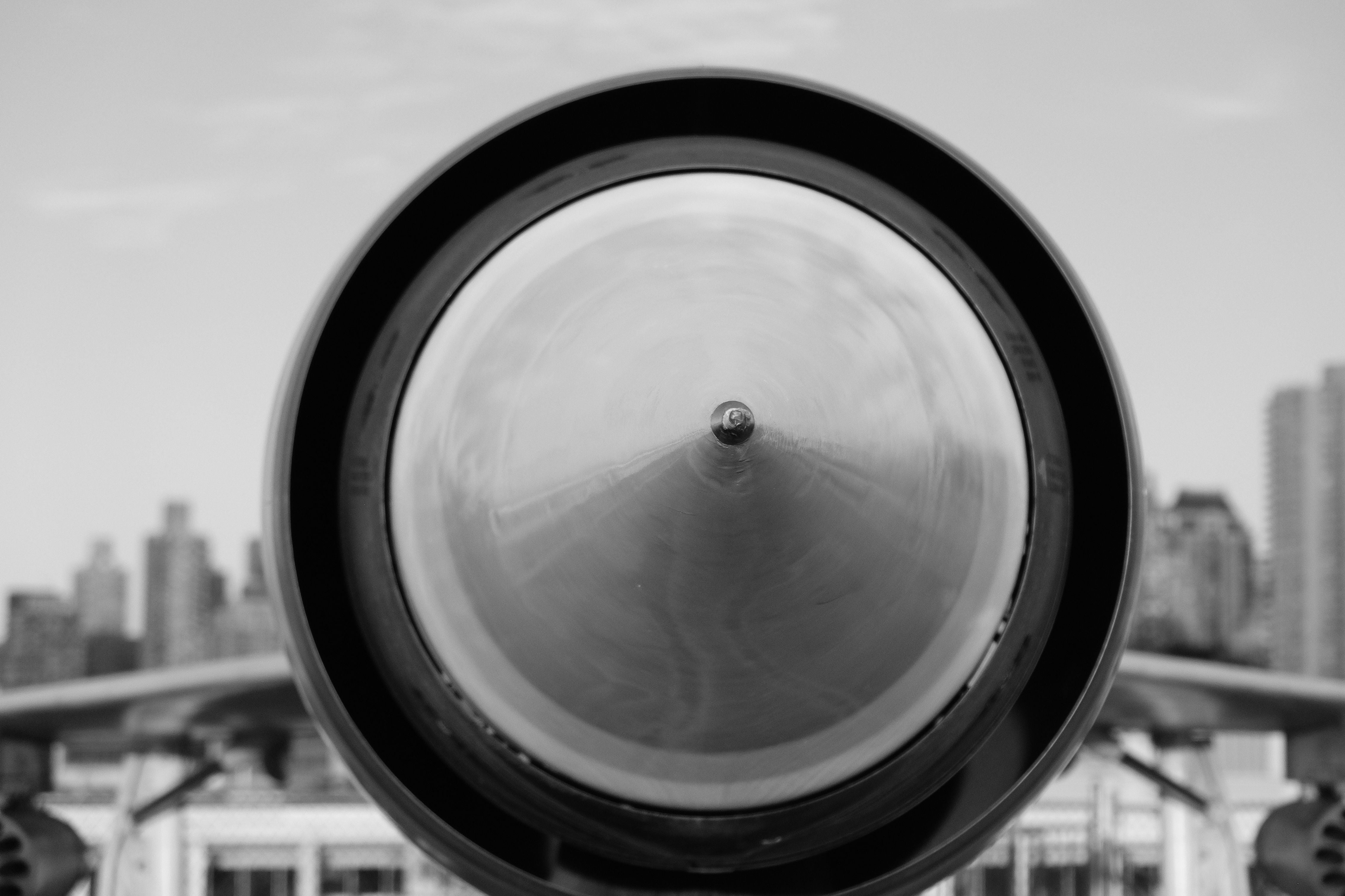 Coin-Operated Binoculars - Manhattan Skyline Black and White Photography