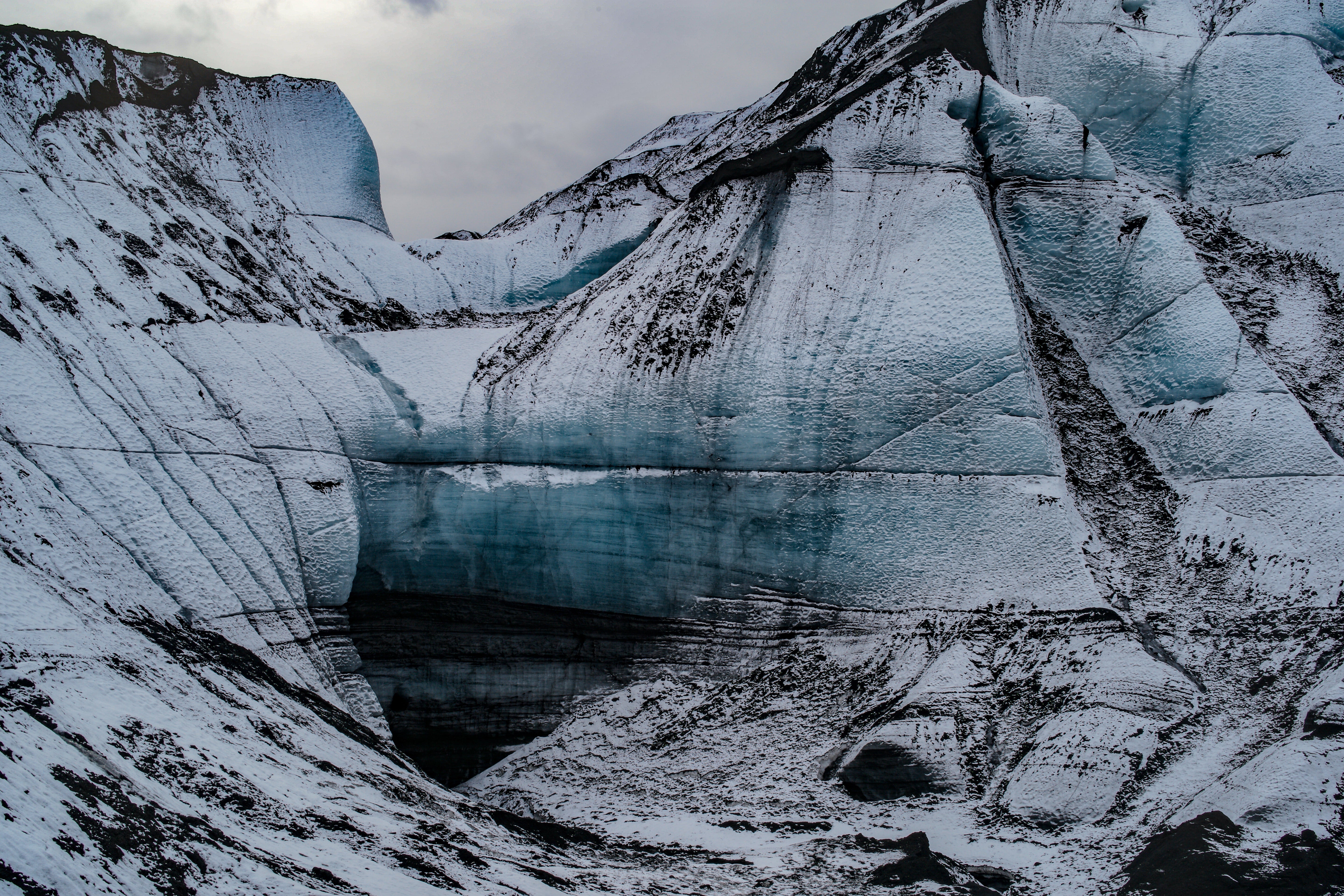 Blue Glacier Ice and Ash - Iceland Landscape Photography
