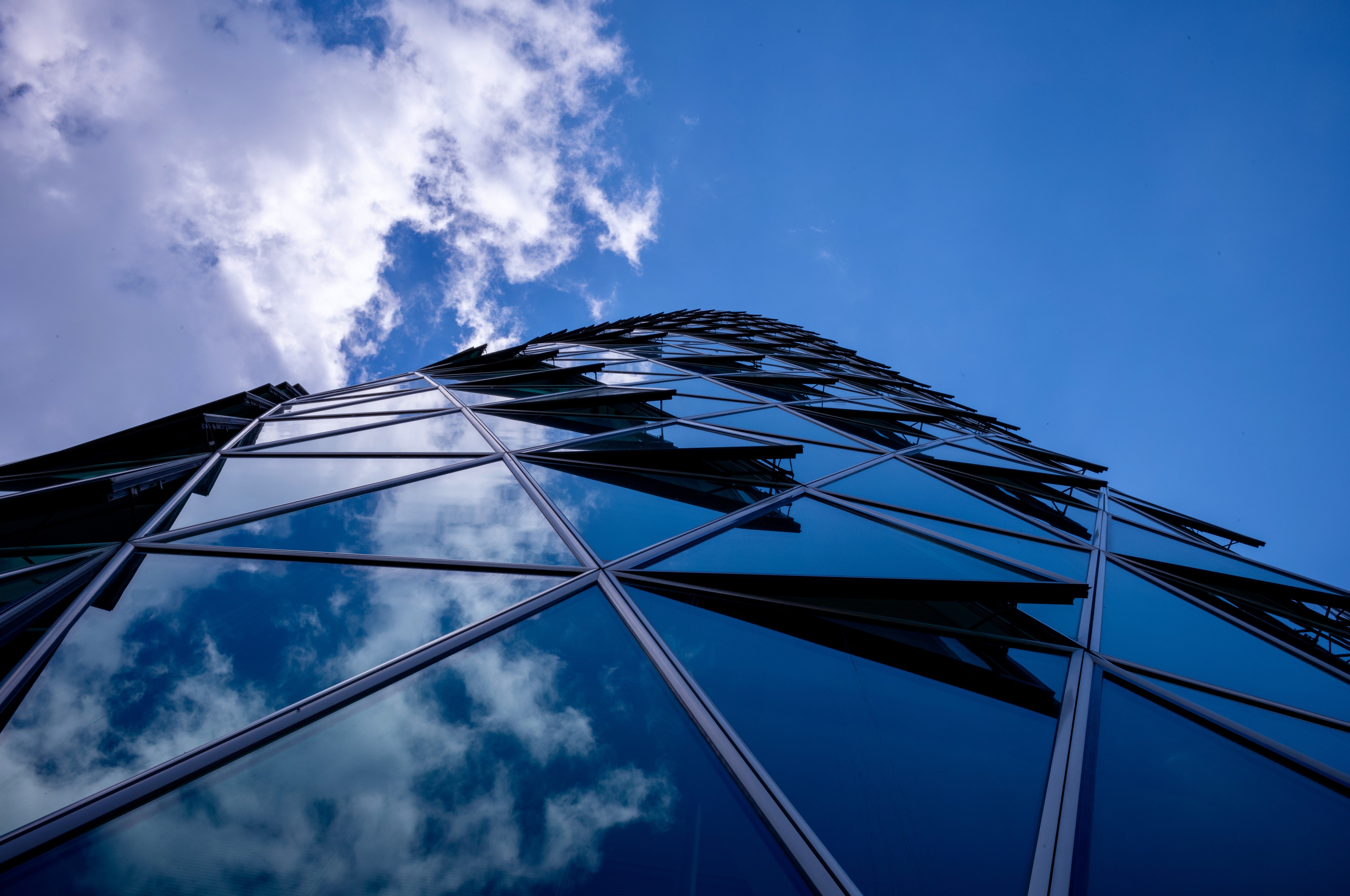 Glass Skyscraper Looking Up - Frankfurt Architecture Photography