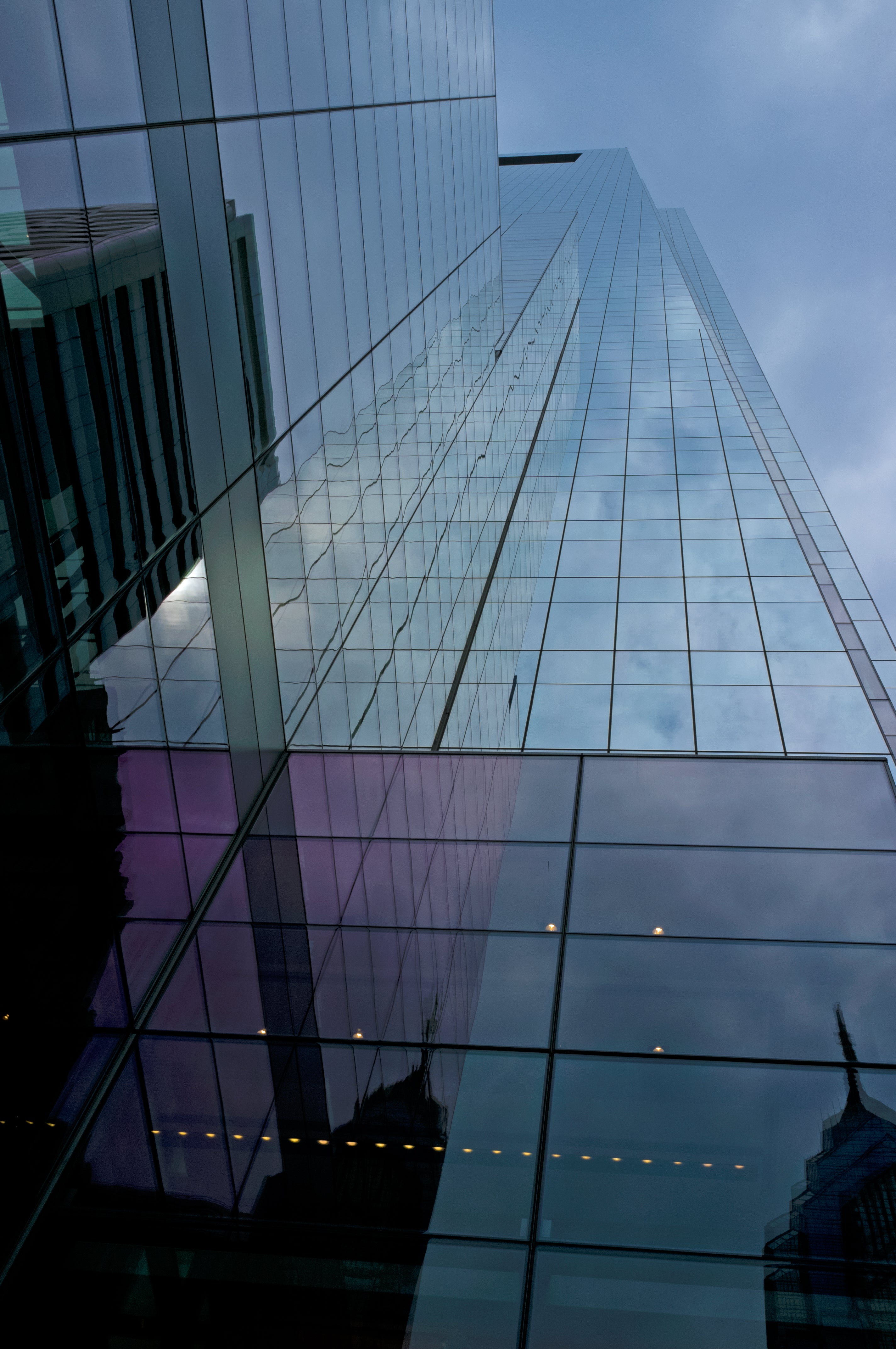 Purple Glass Skyscraper - Cloud Reflection Architecture Photography