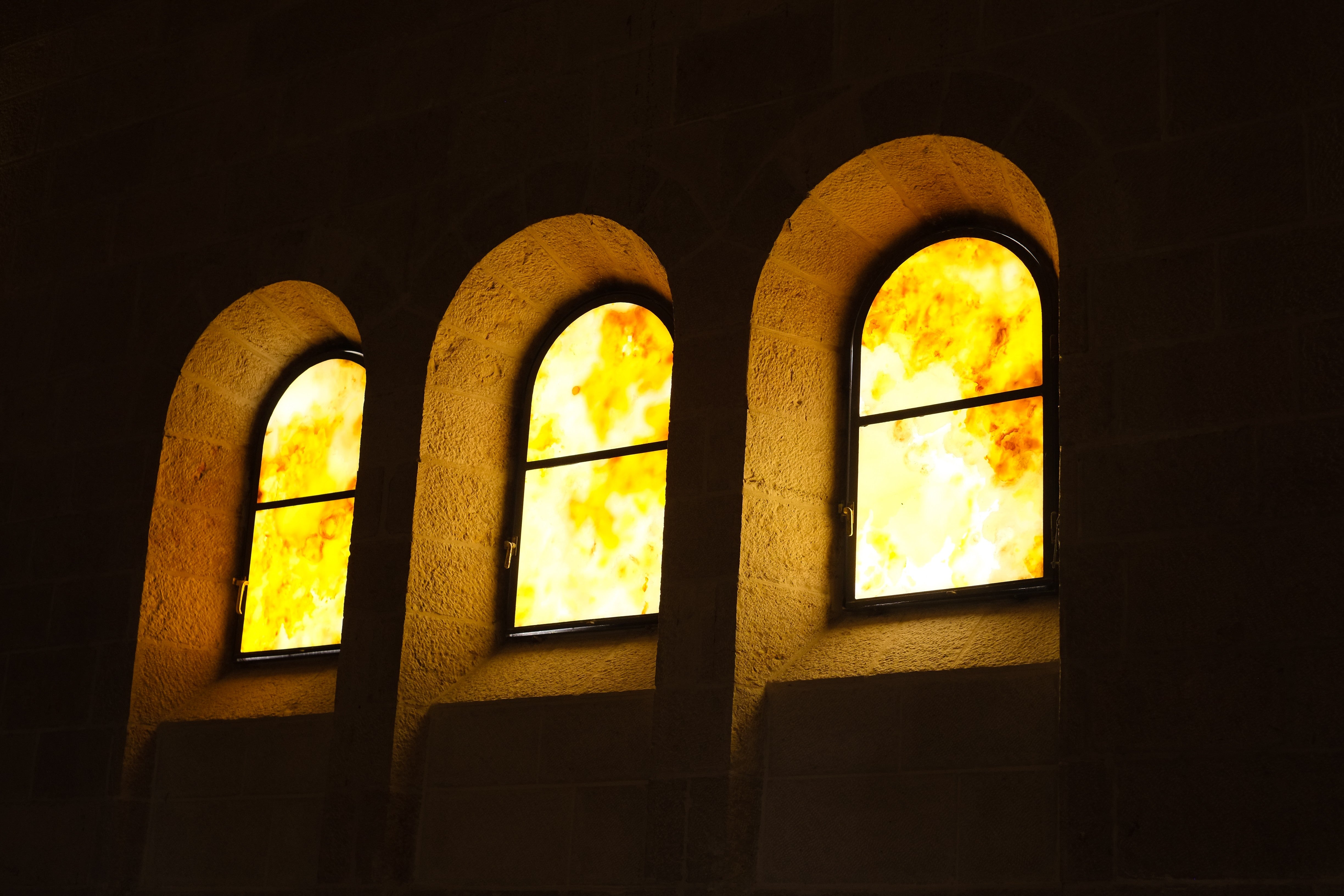 Basilica of the Annunciation Windows - Golden Light Architecture Photography