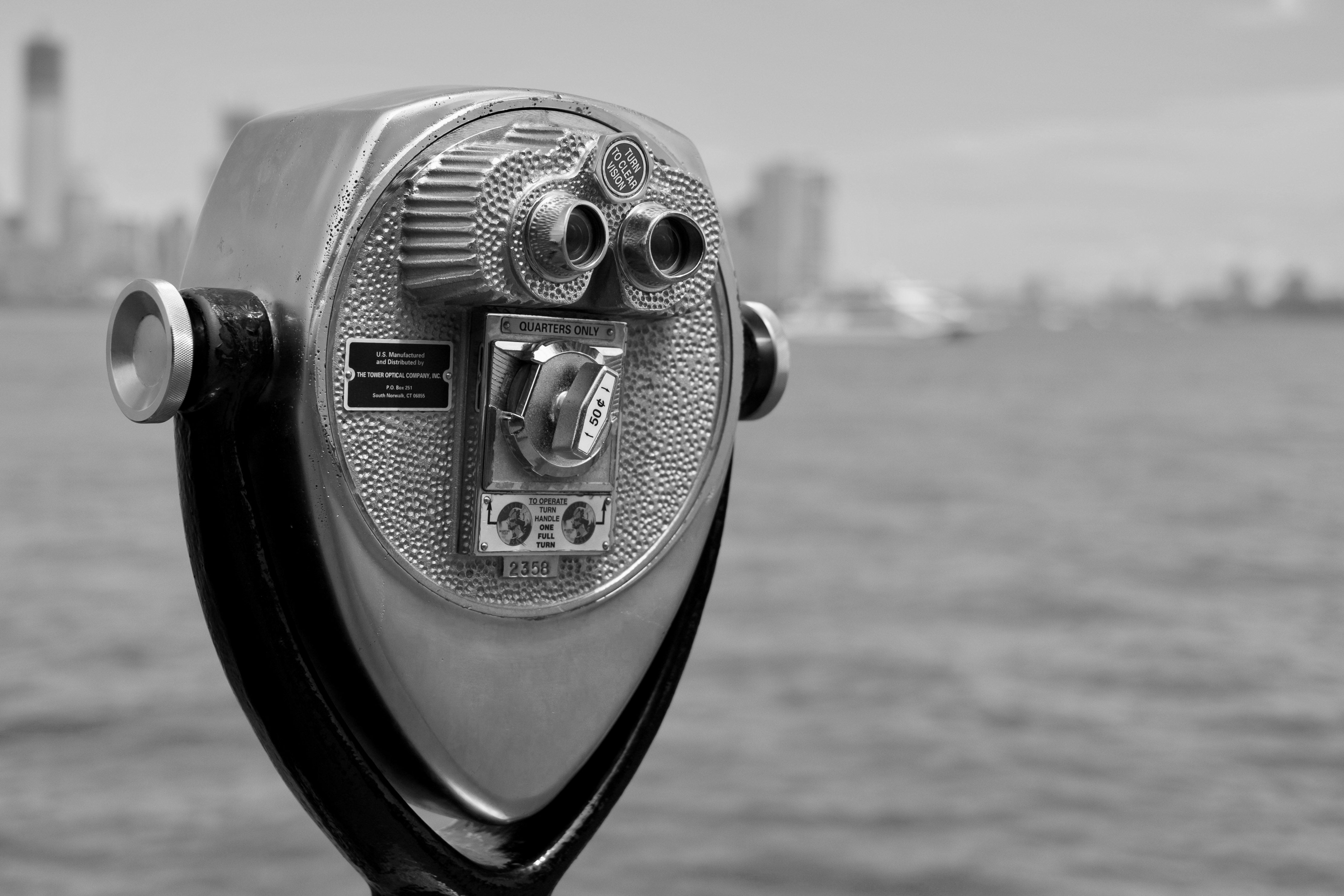 Harbor Binoculars Viewer - New York Black and White Photography