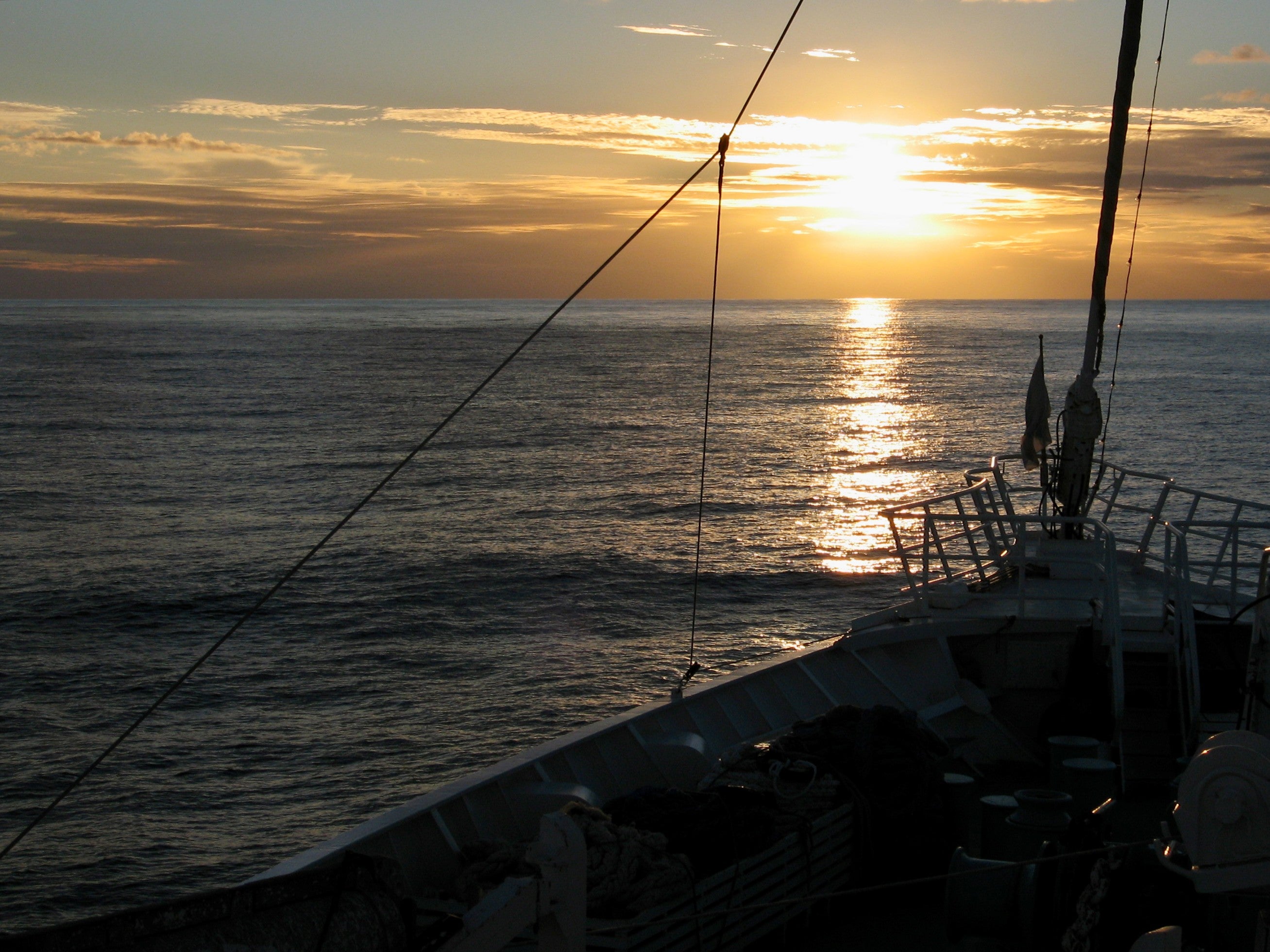 Atlantic Crossing Sunset - Ship Bow Ocean Photography
