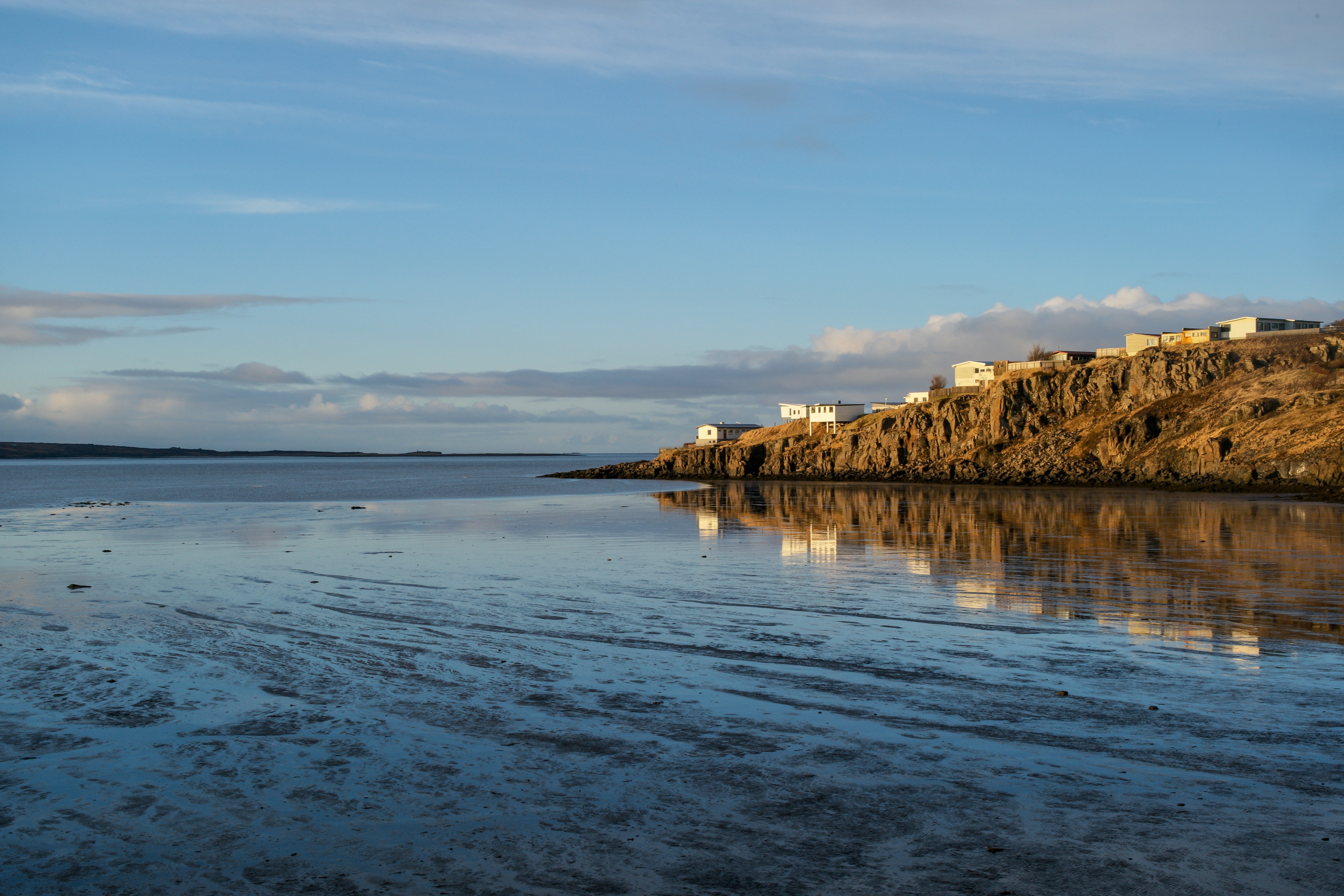 Iceland Coastal Village at Golden Hour - Nordic Seaside Photography
