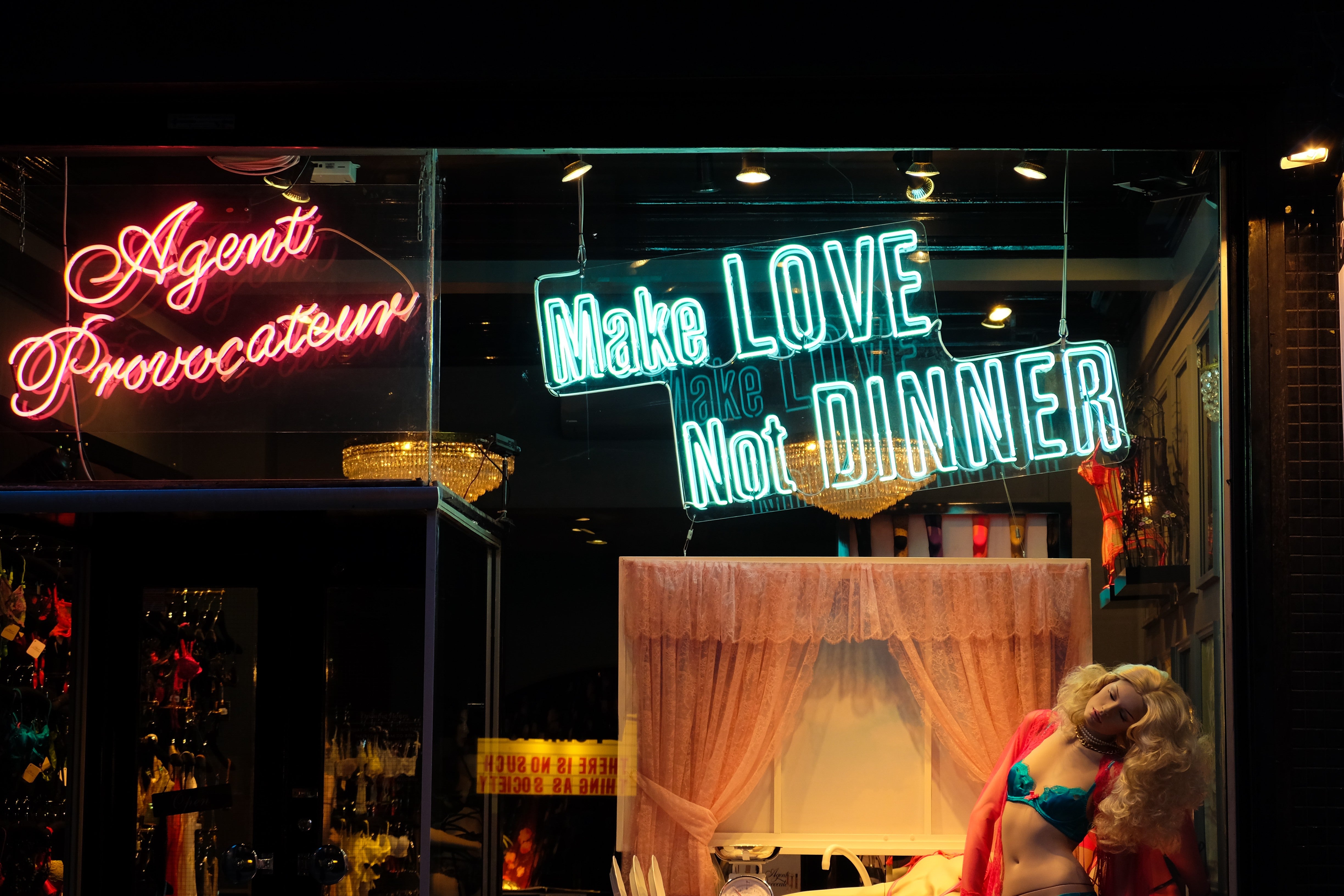 Make Love Not Dinner Neon - London Street Photography