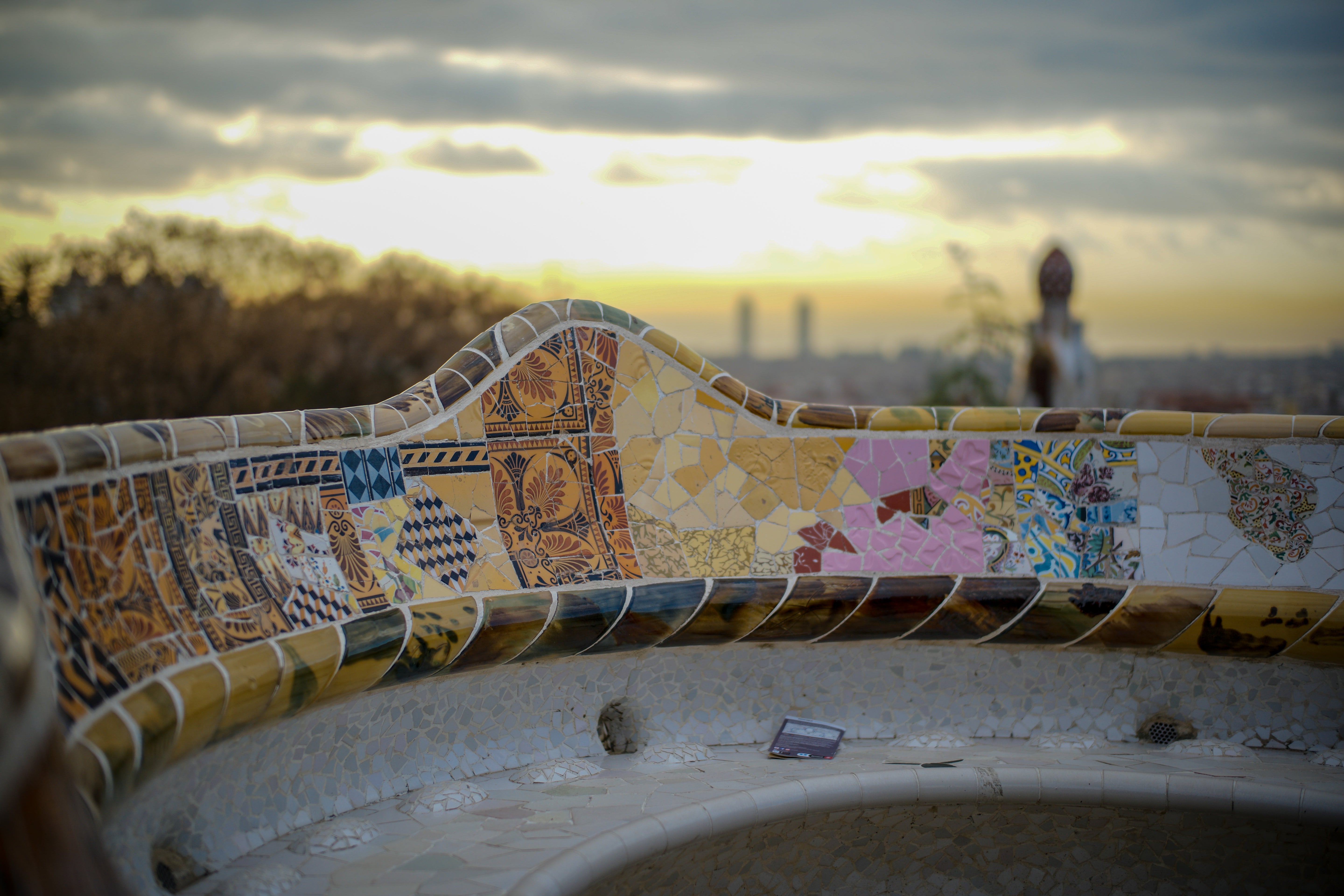 Park Guell Mosaic Bench - Gaudi Barcelona Architecture Photography