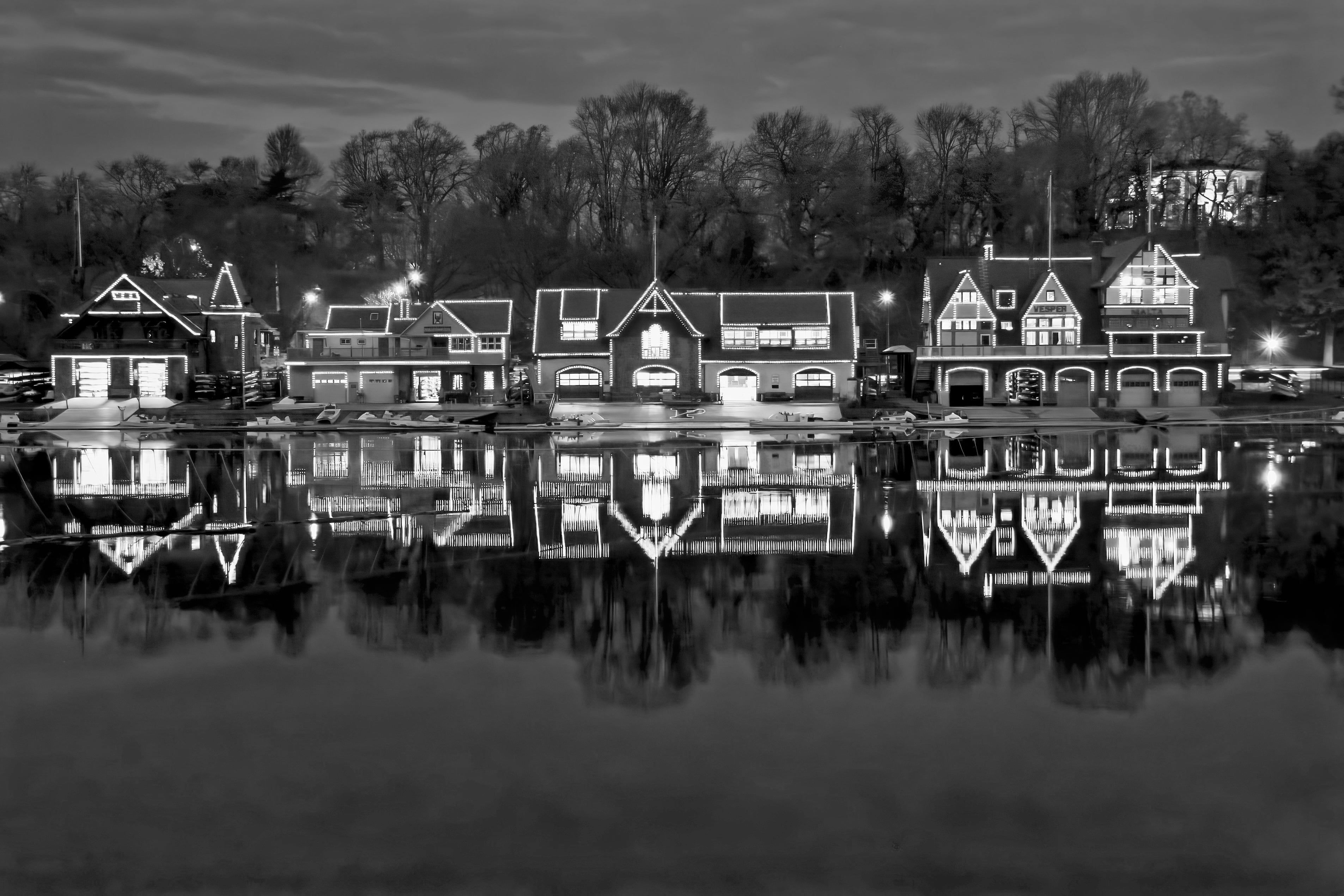 Boathouse Row Night Reflection - Philadelphia Schuylkill Photography