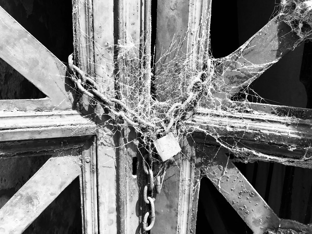 Chained Tomb Door in Recoleta Cemetery - Buenos Aires Black and White Photography Print