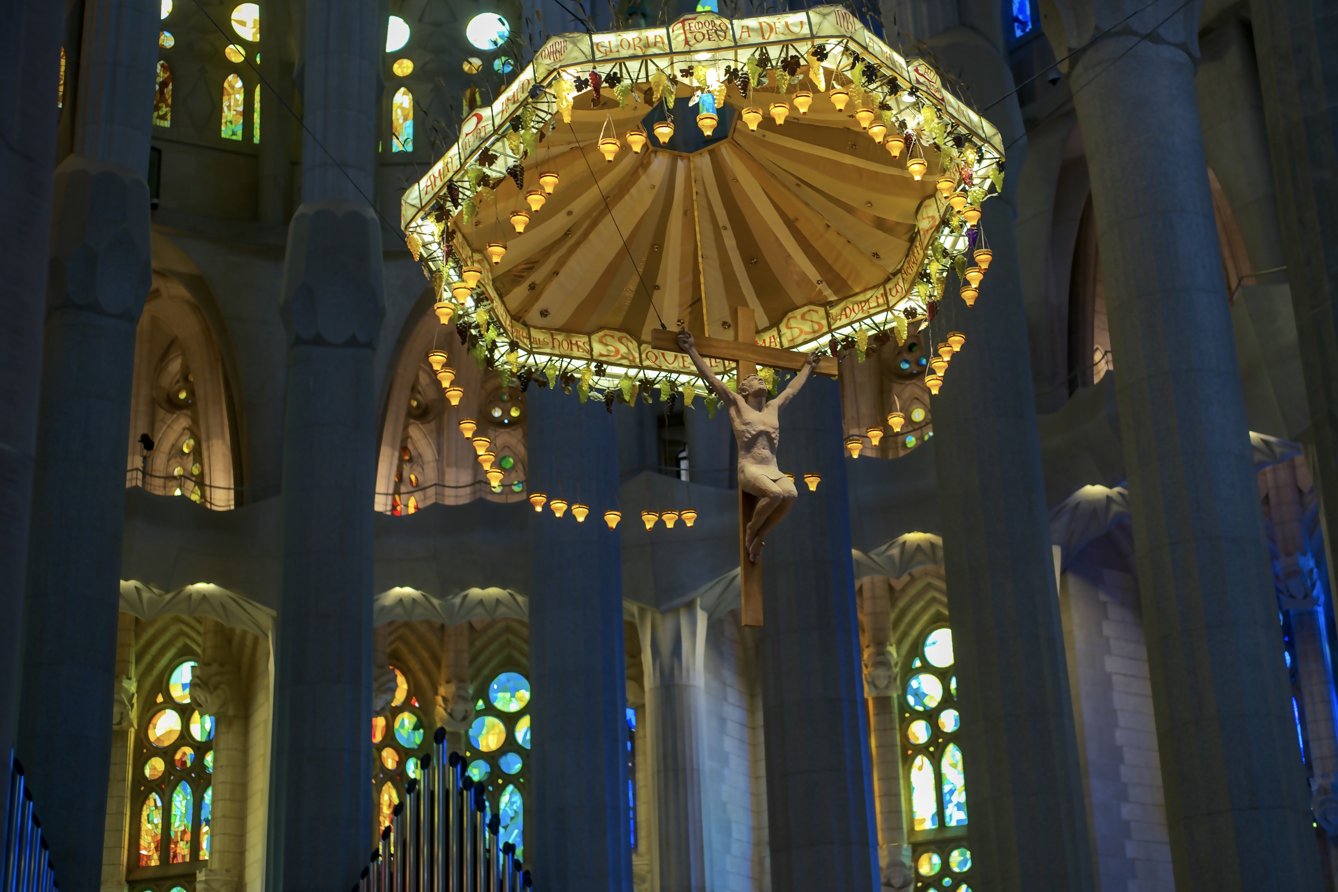 Sagrada Familia Canopy Crucifix - Barcelona Stained Glass Photography