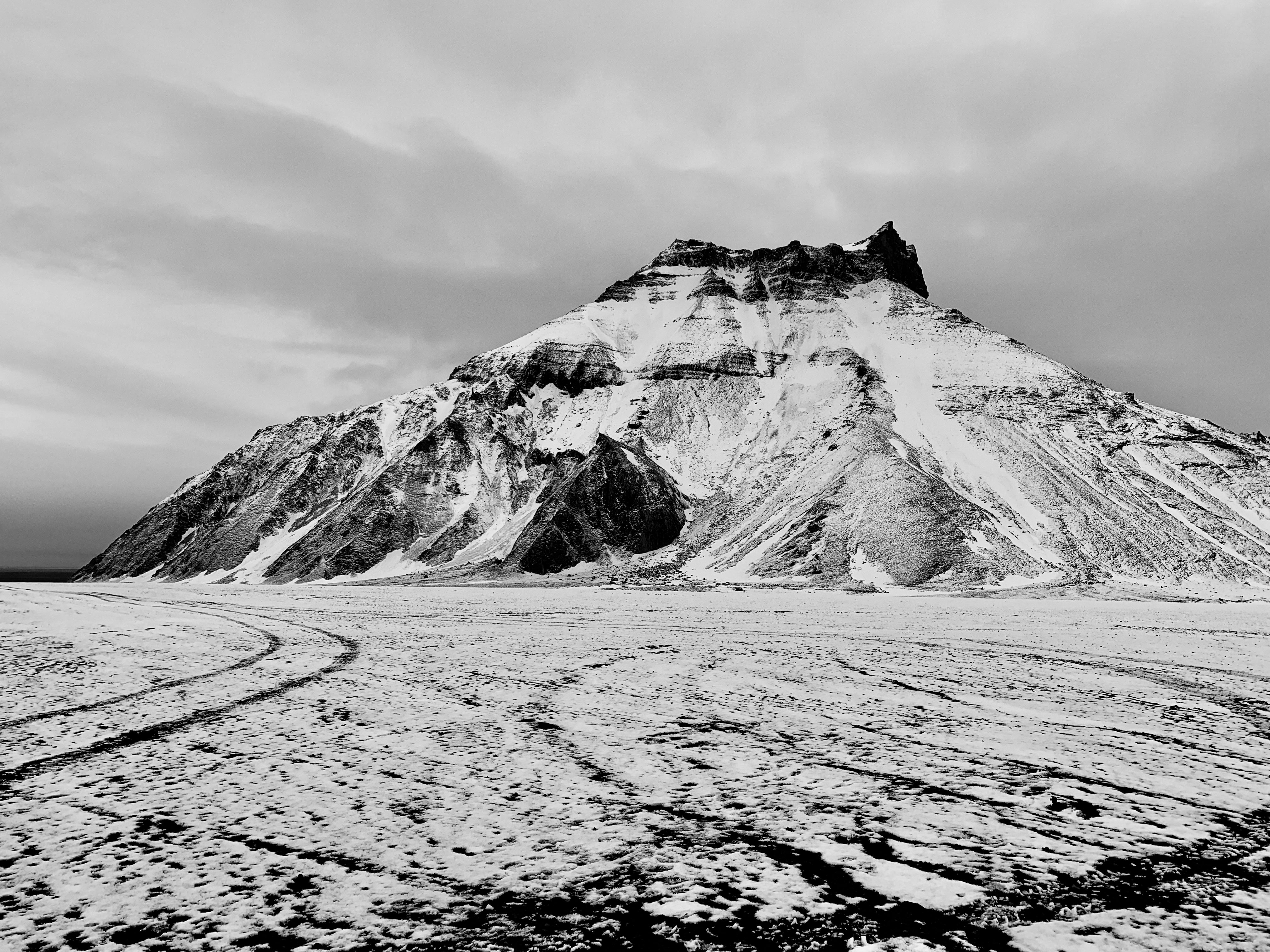 Icelandic Mountain in Winter - Black and White Landscape Photography